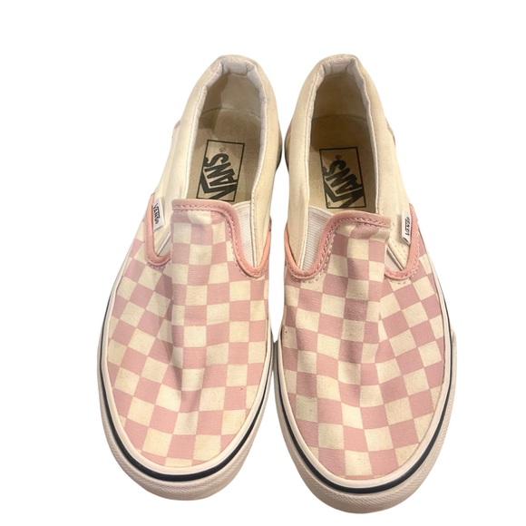 Vans Classic Zephyr Pink and White Checkered Slip-Ons Sneakers Shoes - Picture 3 of 8